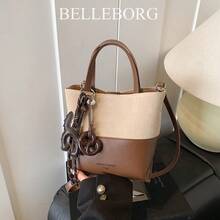 1pc Elegant Handbag With Pendant, Stylish Commuter Tote Bag For Women - Coffee - View 10