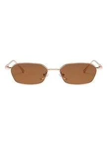 1pc Retro Small Frame Metal Women's Fashion Fashion Glasses, Personalized Eyewear For Summer Beach Vacation Accessories - Brown - View 5