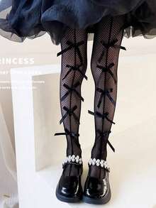 1/2pcs Girls Sweet Princess/Lolita Style Bow Mesh Tights, Classic Fashion Versatile, Skin-Friendly Soft Lightweight Breathable Leggings, Suitable For Daily Wear, Holidays, Parties, Travel, Matching Princess Dresses - Multicolor - View 5