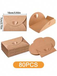 10~100个装优质礼品卡信封，4 x 2.8英寸礼品卡套，迷你种子牛皮纸可爱信封，带心形扣，适用于礼品卡、婚礼回礼、派对回礼 - 彩色 - 查看 12