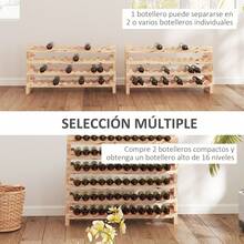 HOMCOM Suporte para vinhos e taças de vinho - Madeira Natural - Ver 5