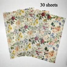 Papel de embrulho fino semitransparente com estampa de rosas vintage, 50 x 35 cm, à prova de umidade, ideal para embrulhar presentes, roupas, proteger itens frágeis, decorar aniversários, Dia dos Namorados, Dia das Mães, presentes de Natal, embalagens decorativas e presentes elegantes. Papel de seda com estampa floral. - Multicolorido - Ver 9