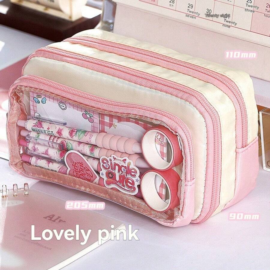 1pc, Stationery Bags, Stationery Boxes, Large-Capacity Stationery Boxes, Portable Stationery Boxes, Cosmetics, Portable Gifts, Suitable For Offices, Schools, Young People, Girls, Boys, Boy, Girl, Adults, [Products Only Include Stationery Boxes, Not Including Scene Image Accessories]