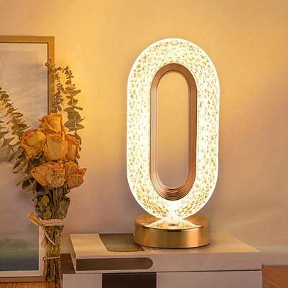 1 Đèn Bàn LED Pha Lê Thay Đổi 3 Màu, Điều Khiển Bằng Cảm Ứng, Sạc Type-C, Đèn Ngủ Nội Thất Thích Hợp Cho Tủ Đầu Giường, Phòng Khách, Phòng Ngủ, Bàn Ăn