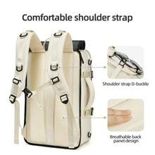 1 件裝大容量旅行背包，帶鞋櫃，輕便筆記型電腦日用背包，時尚旅行通勤包，時尚大容量多功能旅行背包，純色多口袋筆記本電腦背包，帶 USB 充電口，書包，登山包，旅行背包，電腦包，可攜帶筆記本電腦，可放入機艙座椅下，航空包，女士旅行背包，航空認證休閒背包，電腦包，可攜帶筆記本電腦，可放入機艙座椅下，航空包，女士旅行背包，航空認證休閒背包，航空公司旅行背包 - 米色 - 查看 5