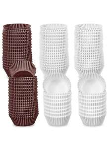 100pcs/200pcs/500pcs/1000pcs White/Kraft Grease-Proof Heat-Resistant Baking Cups, Suitable For New Year, Valentine's Day, Birthday And Wedding Party Baking - Multicolor - View 4