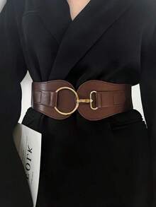 Street New Arrival Simple & Personalized Elastic Wide Waistband Waist Belt For Coat & Suit Halloween Summer, School COH7 - Coffee - 查看 8
