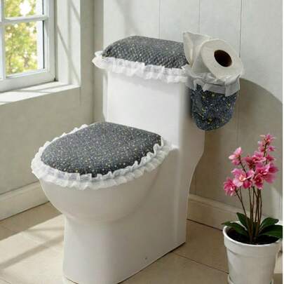 Set De 3 Piezas  De Cubiertas  De Baño Cubre Inodoro , Cubre Papel , Cubre Tapa De Tanque De Inodoro , Decoración Para Baño De Múltiples Estilos Versátil , Juego De Decoración De Baño , Funda Para Inodoro Cubre Tanque De Inodoro ,