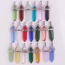 Bán sỉ ngẫu nhiên 1 cái/5 cái/10 cái/20 cái mặt dây chuyền hình lục giác, hình viên đạn, làm từ thủy tinh pha lê nhiều màu sắc, thích hợp để tự làm vòng cổ, bông tai, nhẫn. - Nhiều màu - Xem 4