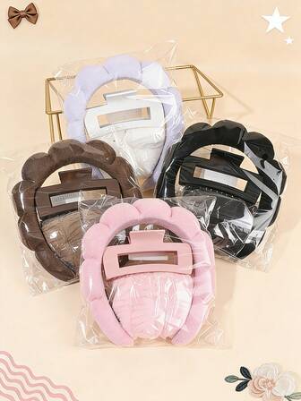 4pcs Girls Sponge Spa Headband Wristbands With Large Hair Claw Clip Gift Set Hair Stuff Hair Accessories Set For Party Gifts And Daily Use