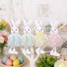 1个/4个复活节兔子玩偶挂饰，家居装饰，主题派对用品，节日活动道具