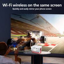 MOMAN M60 [2025 New] 1080P Full HD Portable Home Projector, Lightweight & Compact, Supports Wireless Phone Mirroring, WiFi Smart, Suitable For Bedroom, Living Room, Dorm - Red and White - View 6