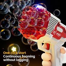 Automatic Bubble Maker With Light - Battery-Powered (No Batteries Included) & Bubble Solution, Multi-Color Bubble Blower With Bear & Bunny Design - 隨機款1件裝 - 查看 2