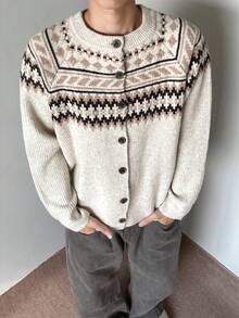 Men Sports Cardigans - Khaki - View 2