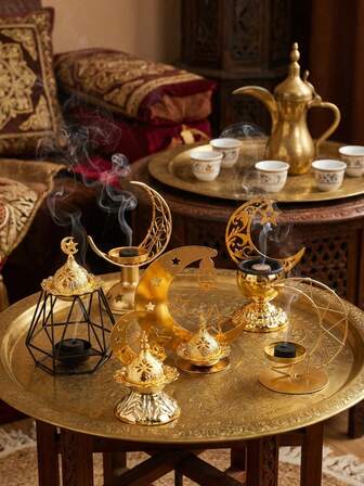 1个拉玛香炉，现代简约创意桌面装饰空气净化香炉，星形灯笼设计，适合开斋节/冬至