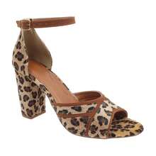 Calçados Feminino Flor de Romã Sandália Festa Salto Bloco Onça - Onça - Visão 2