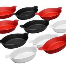 Set Of 10 Matte Plastic Boat-Shaped Appetizer Dishes (600ml) For Snack Bars And Restaurants - Green - View 3