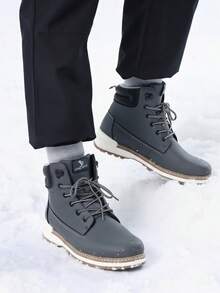 CAMEL CROWN Men's Work Boots, Soft Toe, Anti-Slip Rubber Sole, Comfortable Leather, Goodyear Welt Construction, Waterproof Construction Boots - Grey - View 3