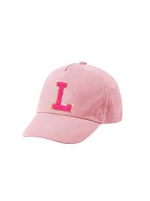 Boné infantil de beisebol com letras de A a Z, minimalista, cor sólida, adequado para bebês, crianças pequenas, meninos e meninas, chapéu de sol, fecho ajustável. - Rosa - Ver 9
