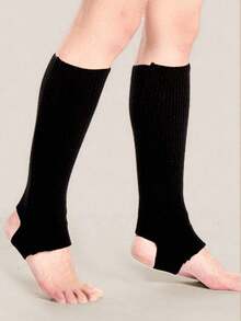 1 Pair Women's Knitted Stirrup Warm Leg Warmers, School Style Leg Warmers, Ballet Dance Leg Warmers, Autumn/Winter, Cozy - trắng - Xem 9