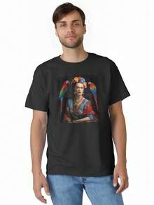Playeras Hombre 100% Algodon Cuello Redondo Casual Kahlo 9 Classic T-Shirt - Negro - Ver 12
