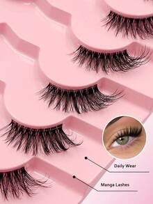 7对Asiteo自然猫眼假睫毛，精致轻盈，透明睫毛梗，新手友好，可重复使用，适合日常及特殊场合。 - 半眼睫毛 - 查看 5