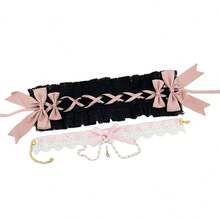 2pcs Gothic Lolita Style Headband + Choker Set, For Cosplay, Party, Photography, Lolita Dresses, Gothic, Elegant Headband With Intricate Lace Details, Women Headdress