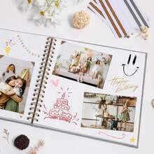 Scrapbook Photo Album 12x12 Inches 80 Pages Hardcover Kraft Paper Linen Cover Scrap Book Memory Book DIY Scrapbook Albums For Wedding Baby Boyfriend Travel Anniversary Family, Blue - ColorC - View 2