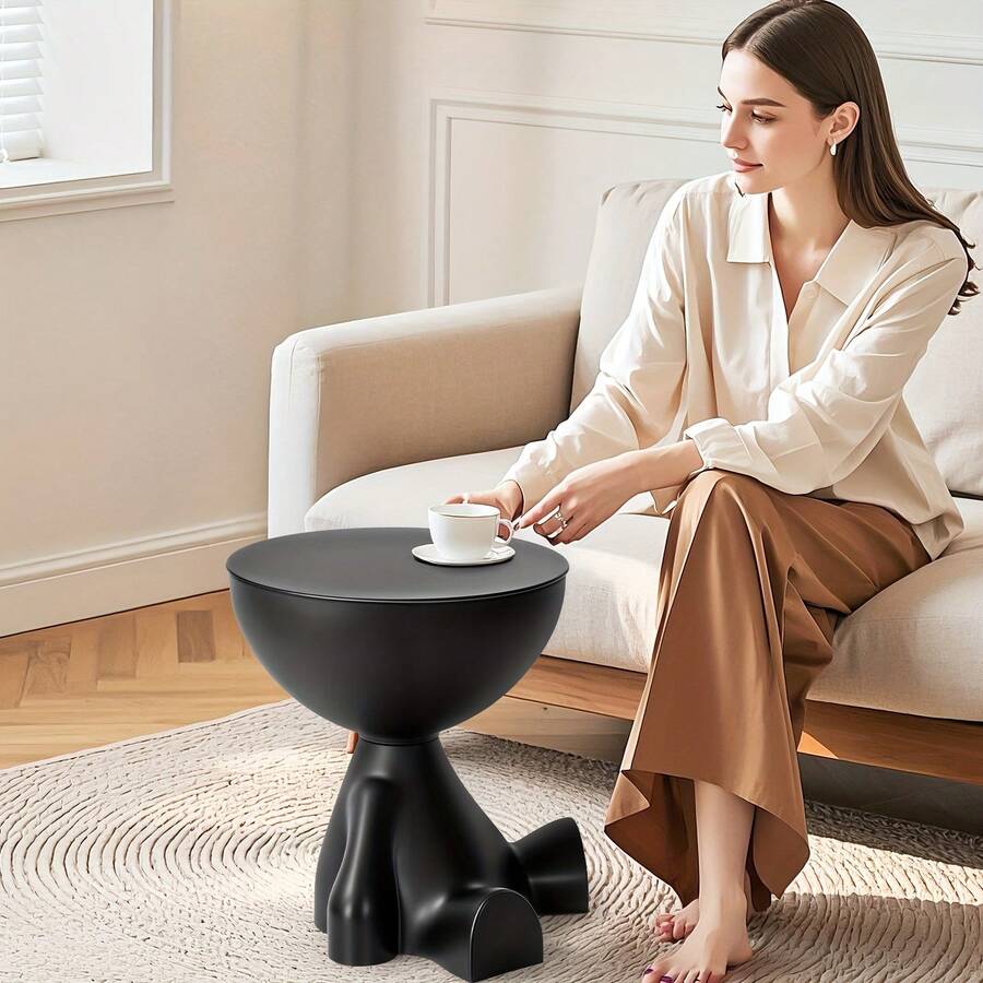 LOVEWE Modern Bear-Shaped Nightstand - A Sturdy Plastic Multi-Functional Nightstand And Bookshelf, With A Space-Saving Stackable Design, Easy To Assemble, Small Space (Black, Plastic Furniture) - 黑色 - 查看 1