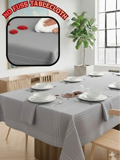 WYPRODUKOWANO W TURCJI Obrus w paski, odporny na plamy, o wyglądzie lnu – 160 x 220 cm – łatwy w pielęgnacji i elegancki wystrój jadalni