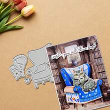 Créatif Le chat est couché sur le canapé. Matrices de découpe en métal, album de scrapbooking DIY et pochoir de gaufrage, outil de fabrication de cartes de vœux, artisanat de découpe de papier pour cartes, modèle de découpe pour la fabrication de cartes cadeaux. - Argent - Voir 4