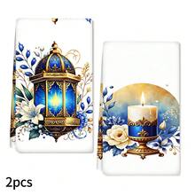 2/4 Pcs Set, Dish Towels, Arabic Lantern, Candle Print Soft Absorbent Towels, Islamic Festival Decorations, Arabic Holiday Gifts, Super Absorbent Microfiber Modern Dish Cloths, Cooking And Baking Tea Towels, Dishcloths, Cleaning Towels, Hand Towels, Tea Towels, Ultra Soft And Highly Absorbent, Kitchen Decor, Gifts For Neighbors, Gifts For Mom, Birthday Gifts, Housewarming Gifts For Friends, Kitchen Accessories, Daily Necessities, Household Items