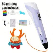 3D Printing Pen DIY Drawing Printer Pen Art Tool Birthday Gift Christmas Gift 9M/25M/50M/100M PLA Refill (Consumables) + Sketchbook + Finger Sleeve + Stand
