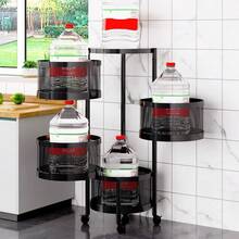 Hodeffior Kitchen Storage Cart With Wheels, 5-Tier Kitchen Shelf With Rotating Fruit Basket, Carbon Steel Multi-Layer Vegetable Rack, Rolling Storage Cart For Kitchen, Office, Bathroom - Black-5 Tier - View 9