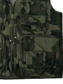 春夏新款迷彩多口袋工装背心，男士加大码轻便无袖户外防风背心 - 軍綠色 - 查看 6