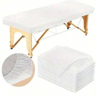 Sábana desechable para camilla de masaje Noverlife, que mide 88,9 cm x 213,36 cm. Esta sábana para cama de spa está hecha de tela no tejida transpirable y se puede usar como cubierta protectora para camillas de masaje. Diseñada para un solo uso, es una opción ideal para tratamientos faciales y corporales de cuidado de la piel en salones de belleza.