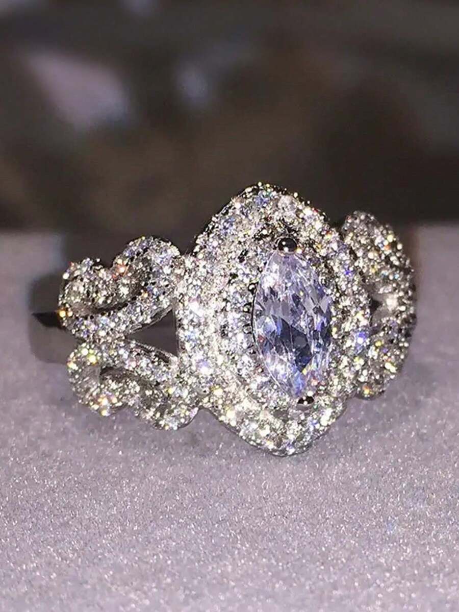 1 PC Gorgeous Cubic Zirconia Ring For Women For Valentine's Day Gift Wedding Anniversary Party Jewelry - 1# - View 1