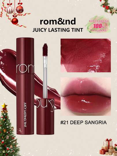 Rom&nd Romand Long-Lasting Moisturizing Lip Gloss 21 Deep Sangria 5.5g/0.2oz, Romand Liquid Lipstick, Moisturizing Glossy Makeup Effect, Korean Lip Gloss, Long-Lasting Color, MLBB (My Lips But Better), Moisturizing, High Color Payoff, Creates Natural Transparent Makeup, Daily Lip Gloss, Korean Cosmetics, Gift Set