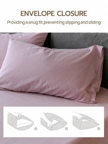 2/3件套亚麻被套组（1个被套，1/2个枕套），不含被芯，适合男女宿舍、学校床上用品、宿舍装饰，简约风格 - 紫丁香色 - 查看 6