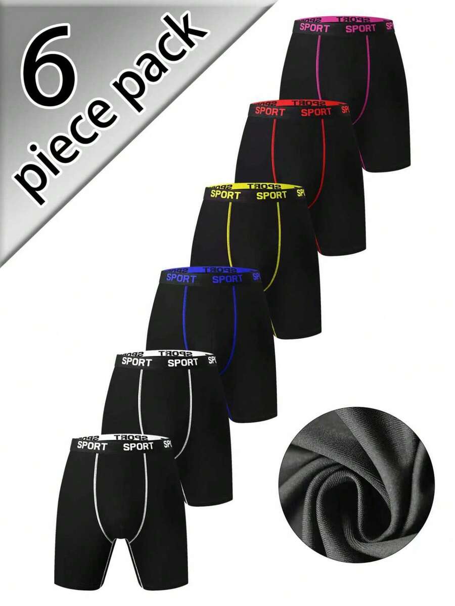 送给男士和男友的礼物 - 6条装男士平角内裤，柔软弹力运动内裤，适合日常和健身穿着 - 彩色 - 查看 1
