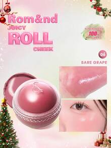 Rom&nd JUICY ROLL CHEEK 06 BARE GRAPE，蜜桃色，裸色，活力四射，奶油质地，融化，柔雾妆效，轻盈不粘腻，不干燥，舒适持久，提亮肤色，唇颊两用，多用途，迷你装，韩国彩妆，韩国化妆品，礼品，8.4克/0.30盎司。 - 06 BARE GRAPE - 查看 2