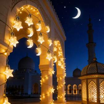 1pc Solar Powered 5m/16.4Ft 20 LED String Lights - Bubble, Star & Moon Hanging Ramadan Decorative Lamp For Garden, Party & Outdoor/Indoor Festival Decoration