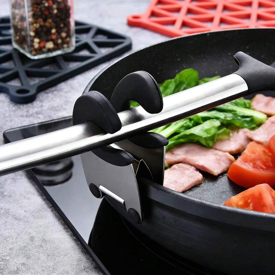1PC Stainless Steel Pot Holder Spoon Holder With Anti-Scalding Holder Multifunctional Kitchen Utensils Receiver Pot Holder Hanging Spatula Spoon Conveniently Put Small Cooking Storage Tools That Do Not Occupy Space. - Multicolor - View 1