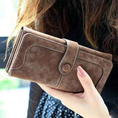 1pc Women's Long Wallet, 17 Card Slots, Faux Leather, Bifold Long Wallet, High-Quality Matte PU Leather, Multifunctional Fashion Clutch Purse, Suitable For Daily Commute And Travel, Long Wallet, Ticket Holder, Bank Card Case