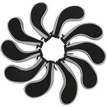 Mootea Cubiertas de Golf, 10 Piezas Cubiertas de Cabeza de Hierro de Neopreno a Prueba de Agua Club de Golf con Cremallera Putter Set Funda Protectora Accesorio de Golf(22 * 18 * 9cm-Gris) - / - Ver 6