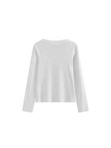 女士修身圆领长袖打底衫 - 白色 - 查看 5