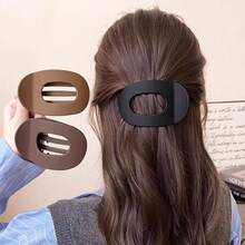 Matte No Crease Flat Claw Clips,Large Strong Hold Barrettes For Thick & Thin Hair,Non-Slip Haie Clip - 黑色 - 查看 2