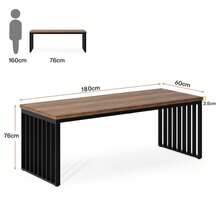 Tribesigns 180 Cm Computer Desk, Desk With Heavy Duty Metal Frame, Workstation Study Desk For Home Office, Brown (Without Chair) (Brown & Black) - Brown - View 2