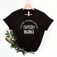 Camiseta de Estilo Masculino Femenino Au-Tism Mama, Camiseta de Au-Tism para Mujeres, Camiseta de Regalo para Mamá de Au-Tism, Camiseta de Concientización sobre Au-Tism, Héroe de Au-Tism Mama, Concientización sobre Au-Tism, Regalo para Mamá de Au-Tism - Negro - Ver 1