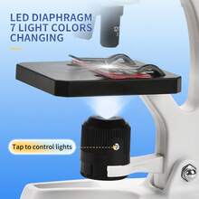 300X/600X/1200X Magnification Children's Microscope Science Experiment Kit, LED Illumination, STEM Educational Science Toy, Suitable For Boys And Girls 6+ Years Old, Fun Birthday/Children's Day Gift - Multicolor - View 3